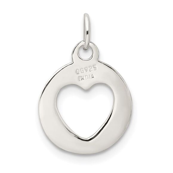 Kazi Luxury Sterling Silver Polished Circle with Punch Out Heart Charm - Picture 4 of 4